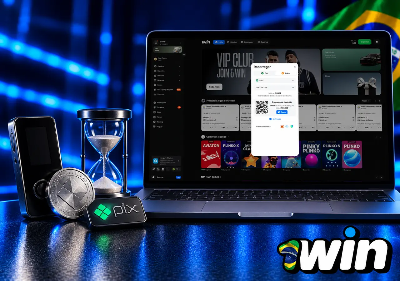 Opções de pagamento da 1win com criptomoedas e moeda brasileira